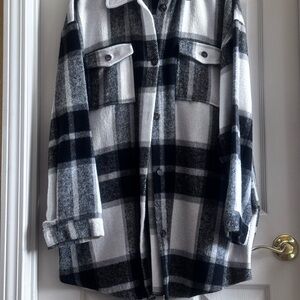 Plaid Black and White Women's Shacket